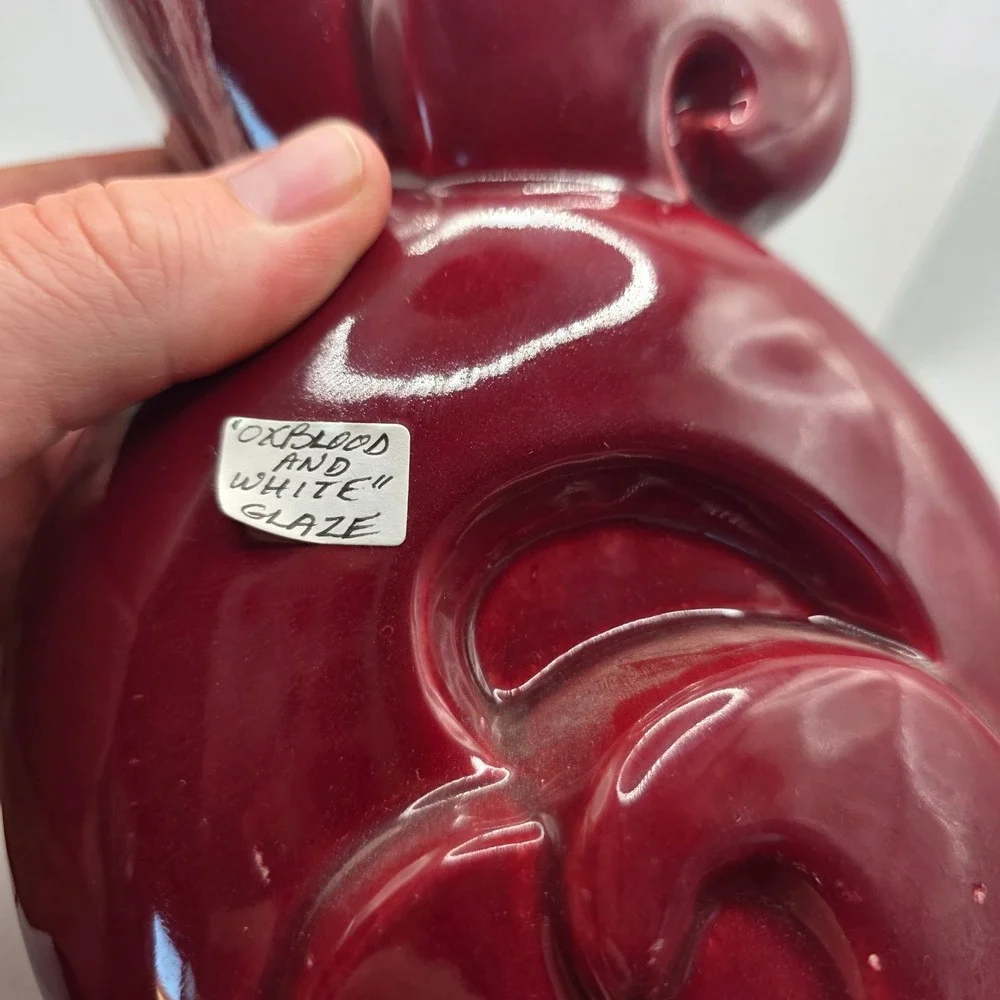Vintage Royal Haeger 933 USA Oxblood Burgundy White Drip Glaze MCM Art Pottery